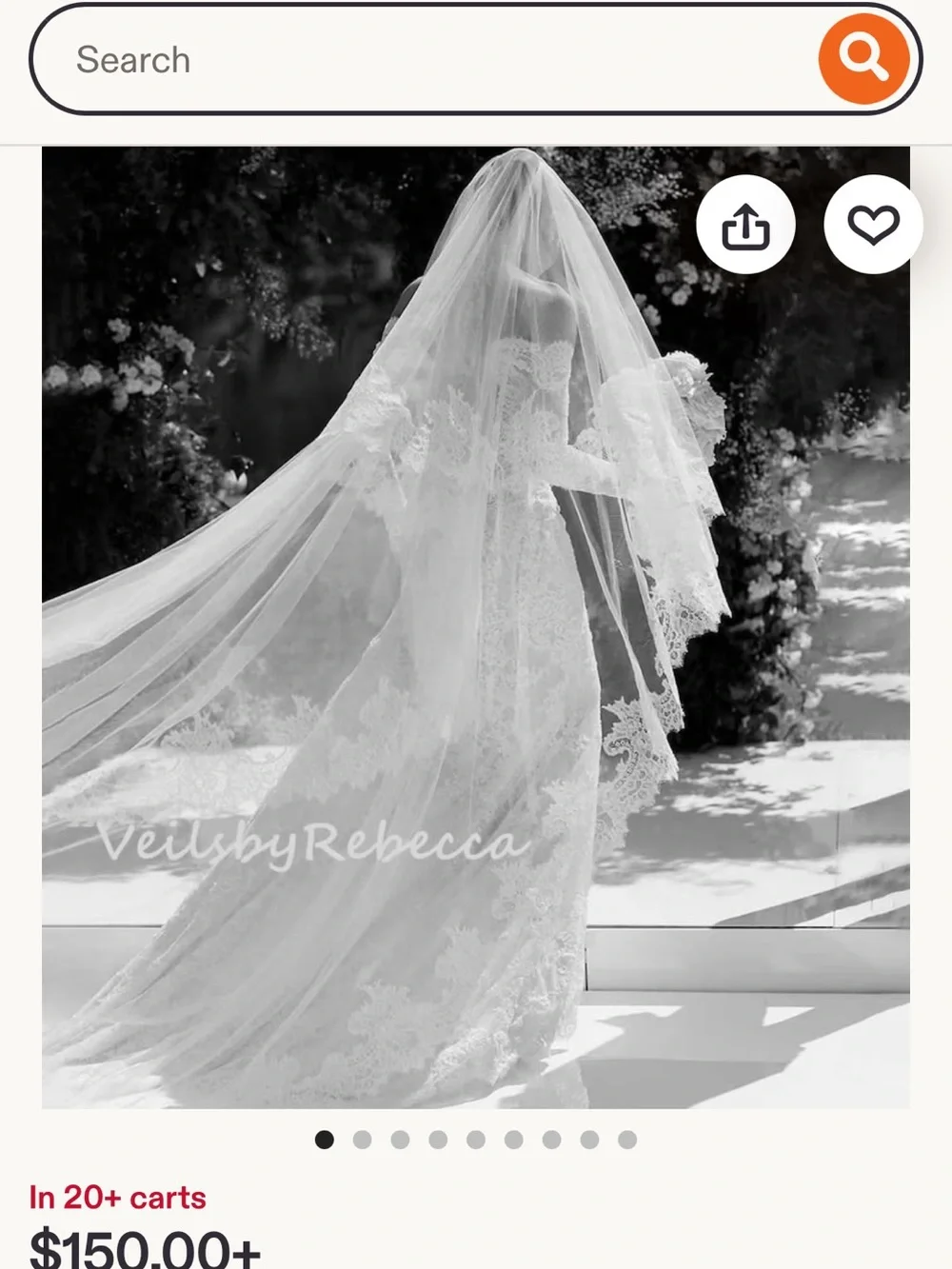 Two Tier Cathedral Lace Wedding Veil with Blusher